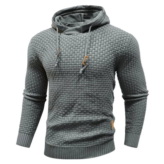 Men's textured hoodie with drawstring hood, long sleeves and ribbed trims