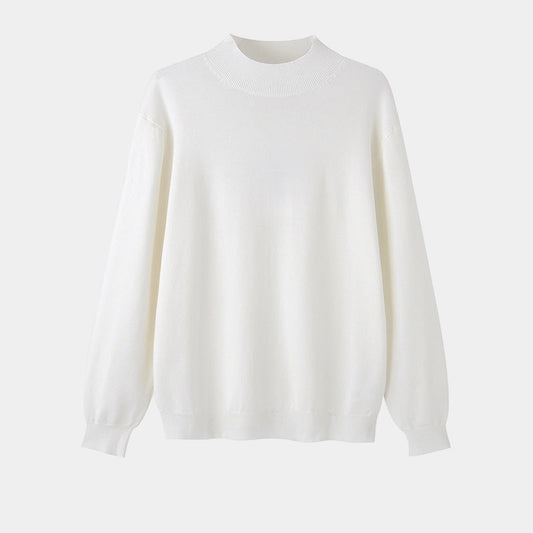 Men's plain mock neck sweater with long sleeves and ribbed trims