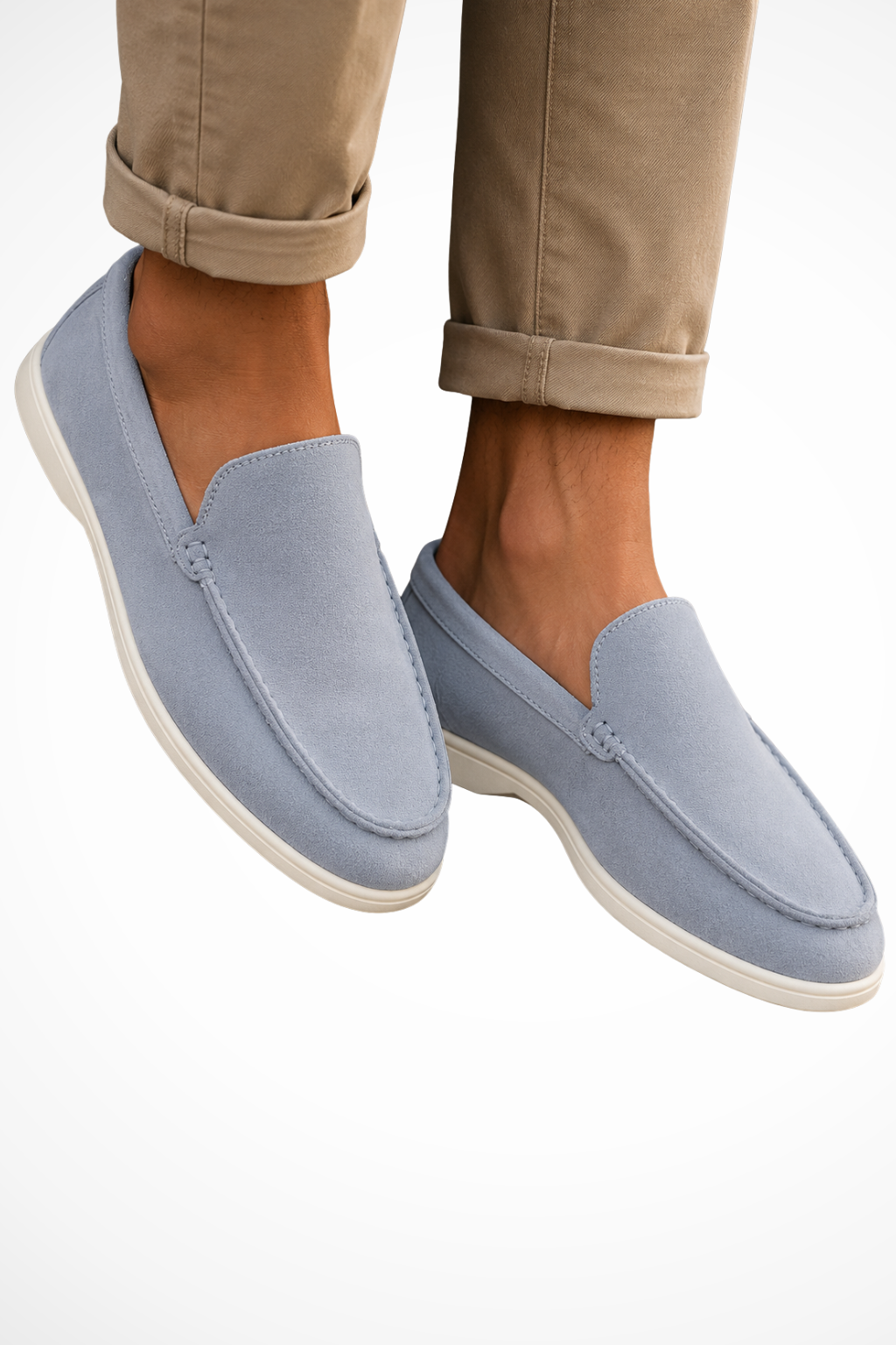Men's slip-on loafers with moc toe stitching and low profile soles