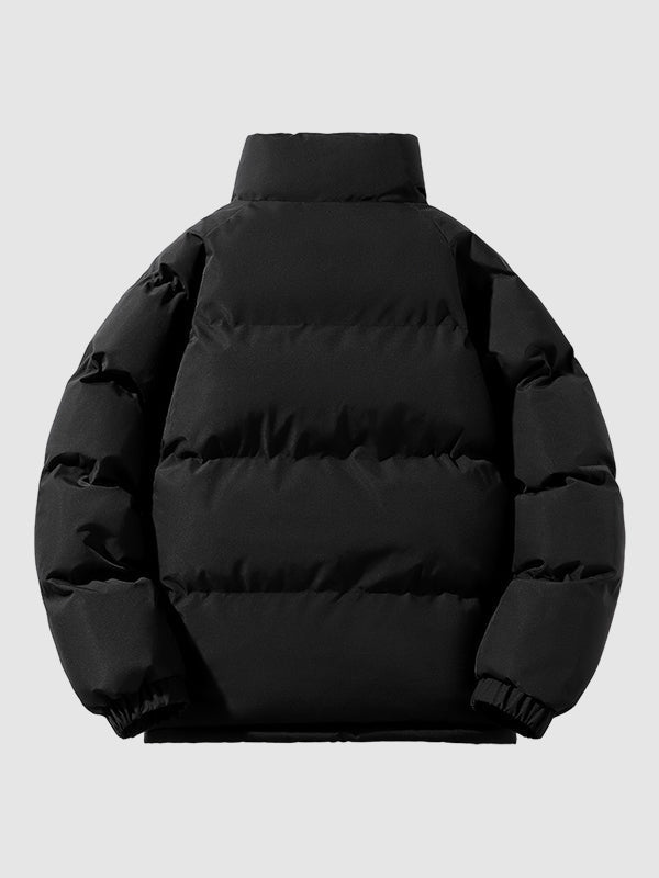 Men's padded jacket with fleece lining, stand collar and zip front