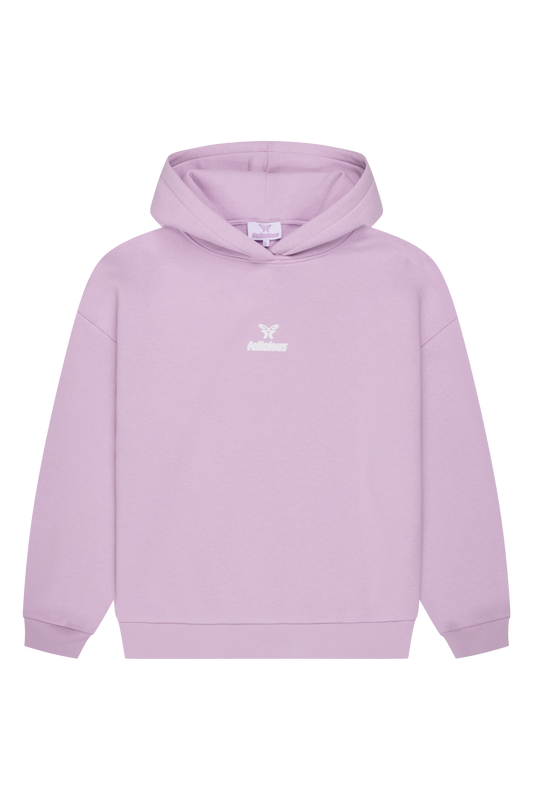Women's light purple logo hoodie with hood and long sleeves