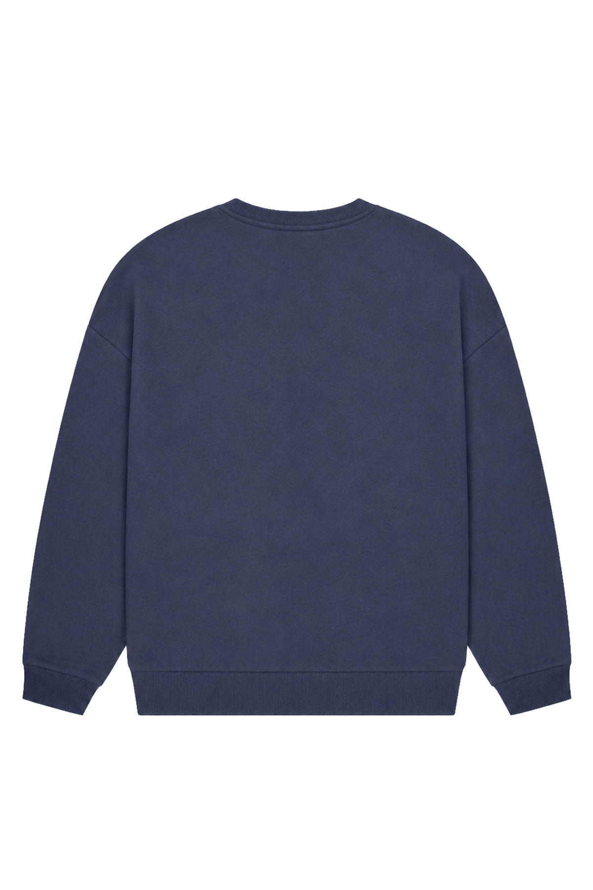 Women's blue crewneck sweatshirt with raised front logo