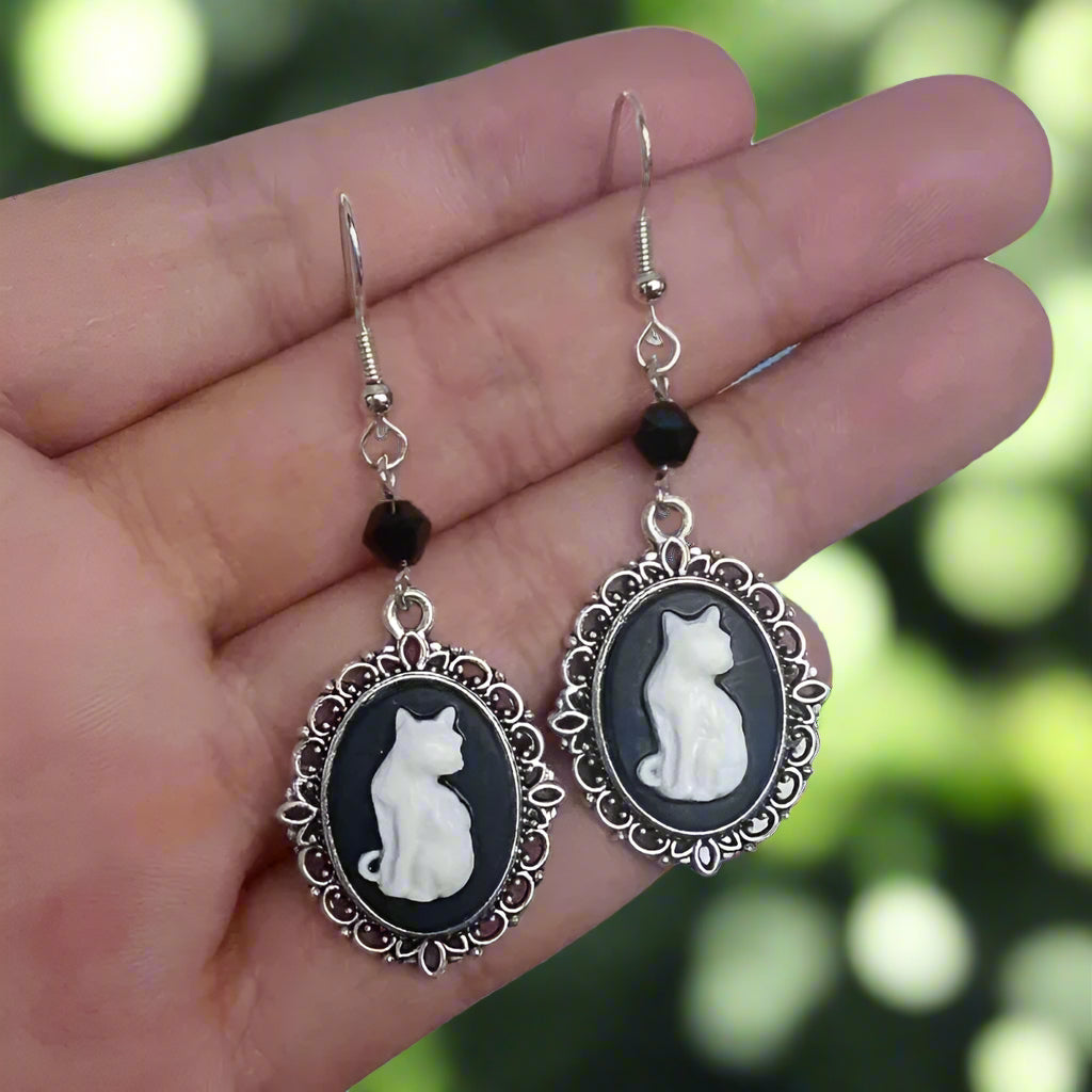 Cassandra Vintage Cat Drop Earrings 2