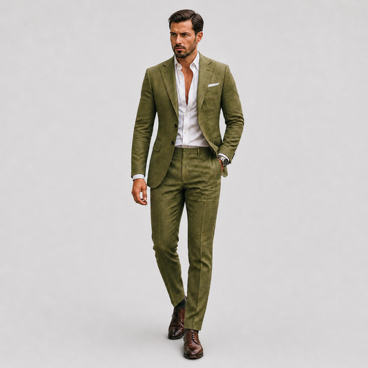 Men's Linen Suit – Slim-Fit Two-Piece Summer Blazer & Trousers 2