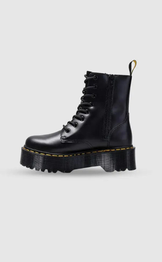 Women's black lace-up combat boots with platform sole