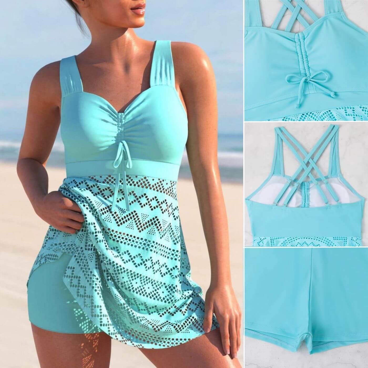 Gina Ruched Tankini Swim Dress 8