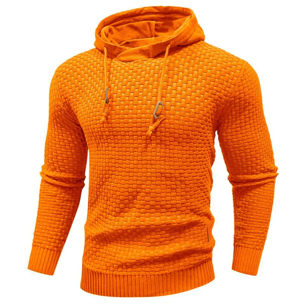 Men's textured hoodie with drawstring hood, long sleeves and ribbed trims