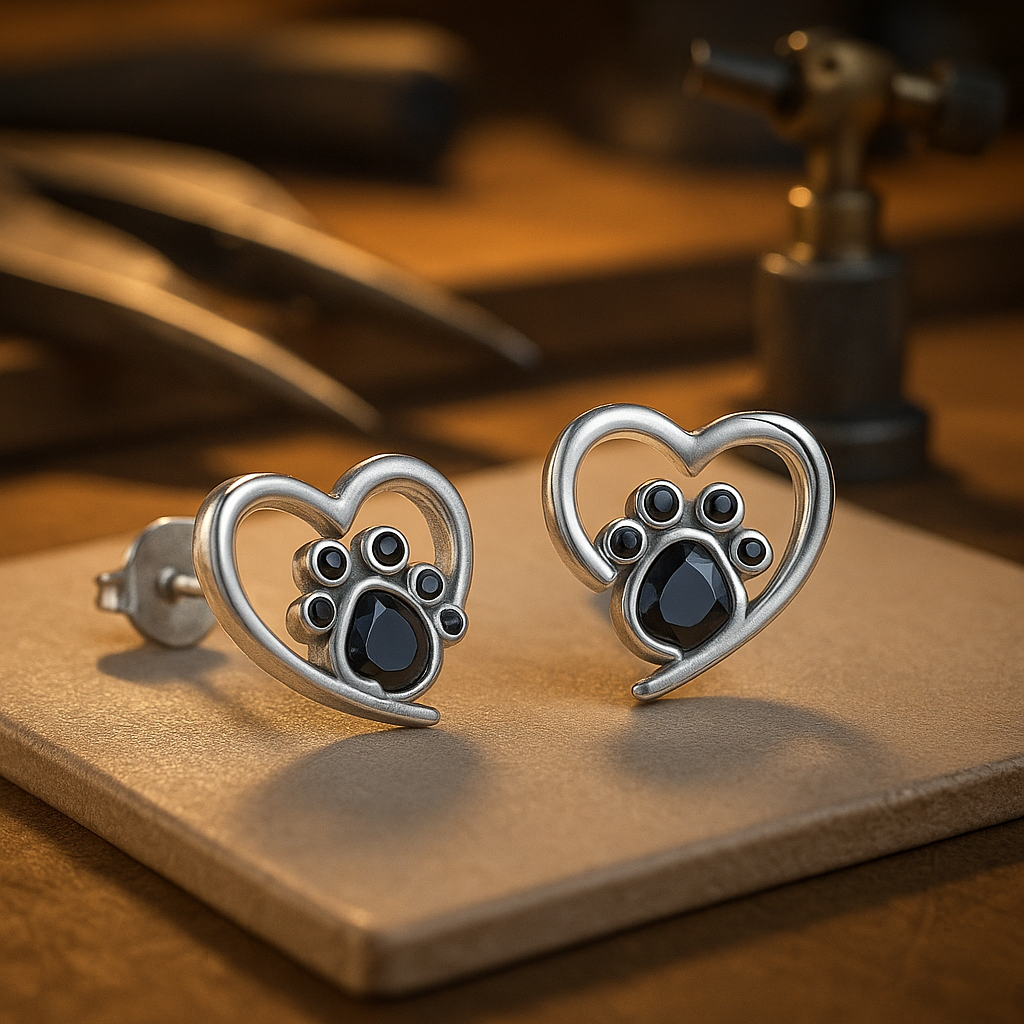 Hayley Heart Paw Earrings 0