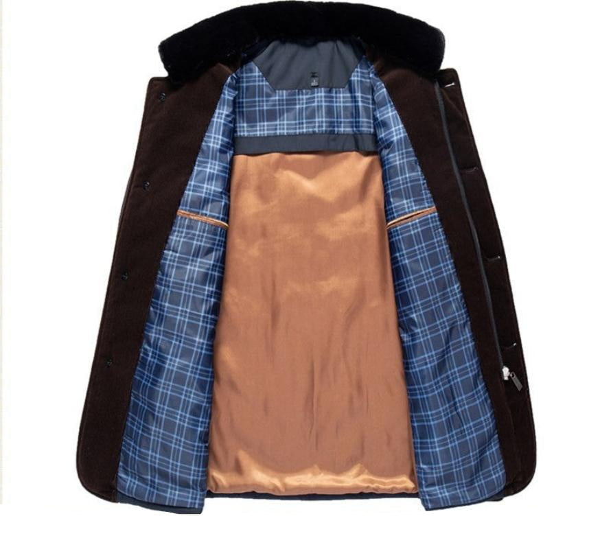 Men's quilted jacket with stand collar, long sleeves and front pockets