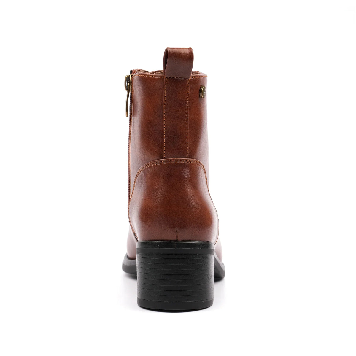 Women's lace-up ankle boots with round toe and block heel