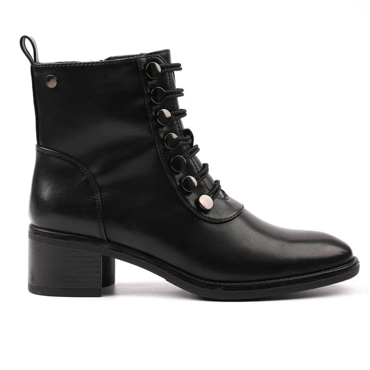 Women's lace-up ankle boots with round toe and block heel