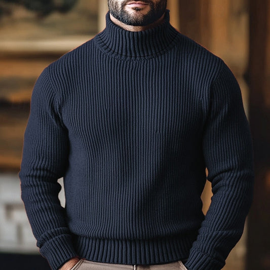Men's long-sleeve ribbed turtleneck jumper