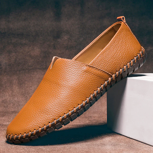 Mocassins homme sans lacets, bout rond, semelle plate