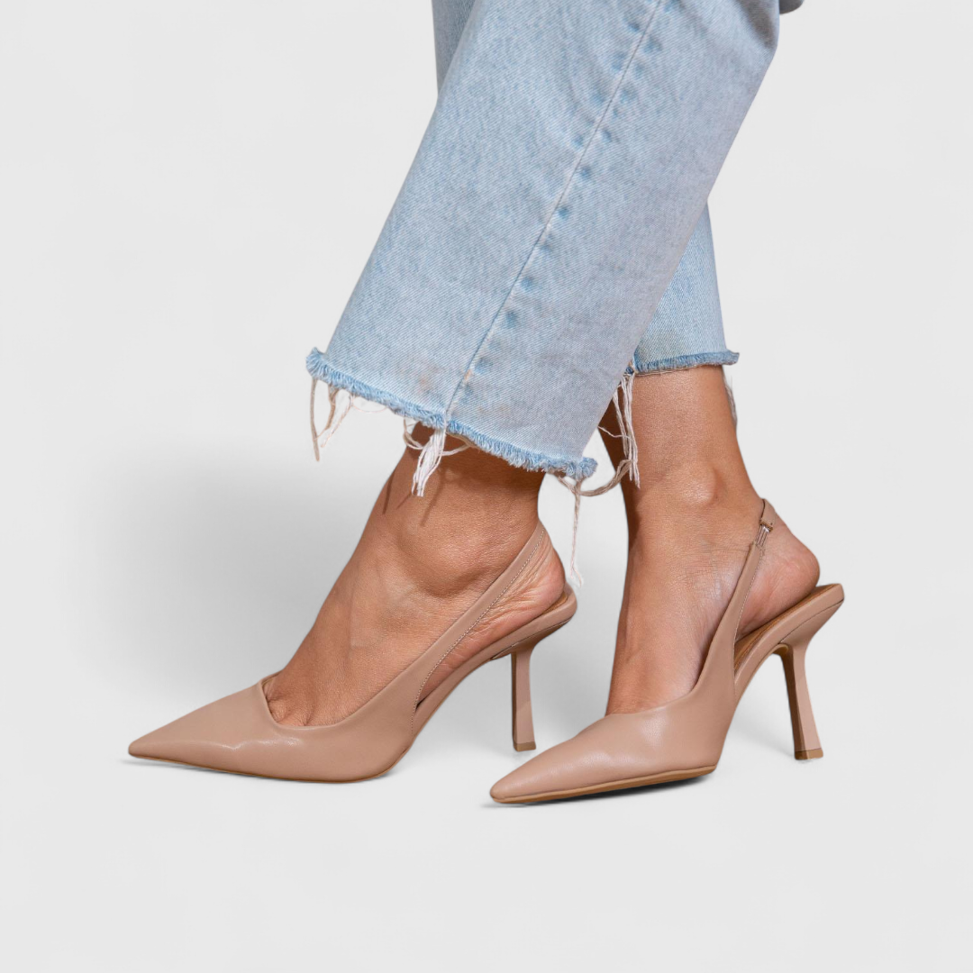 Women's pointed slingback pumps with slim high heels