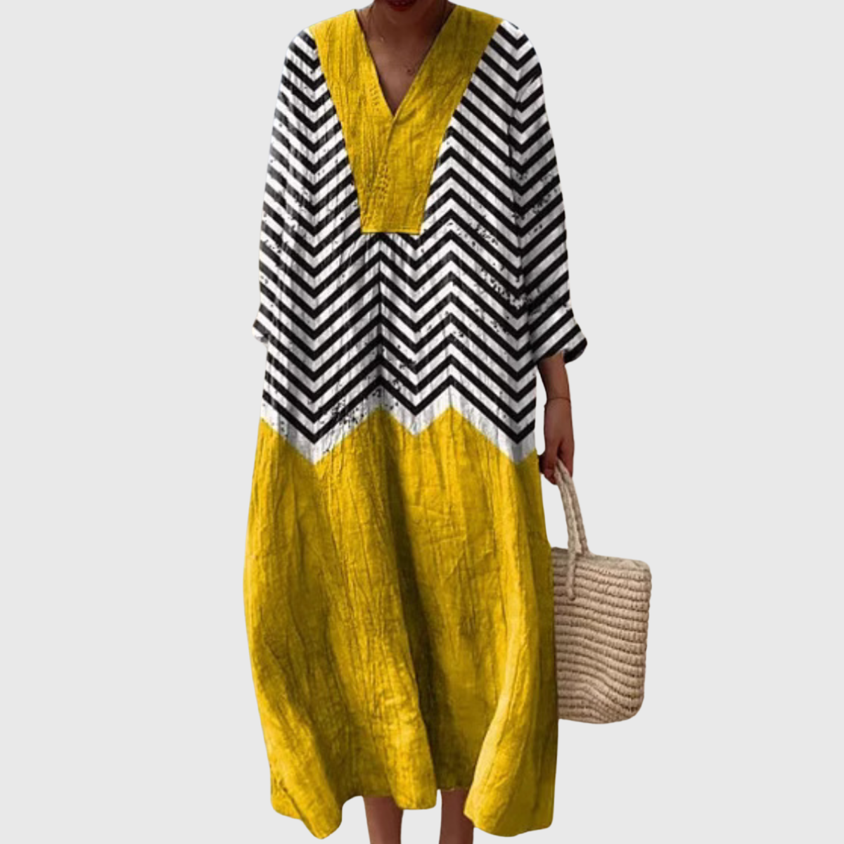 Nina Chevron Midi Dress 0