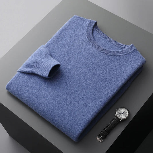 Folded crew neck sweater with long sleeves and ribbed trims