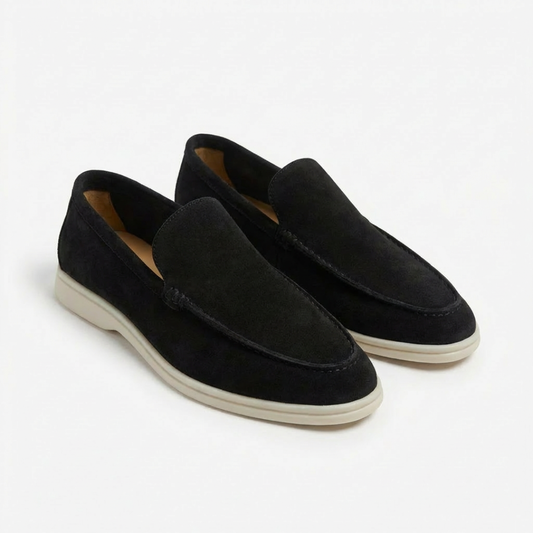 Men's slip-on loafers with moc stitching and contrasting soles