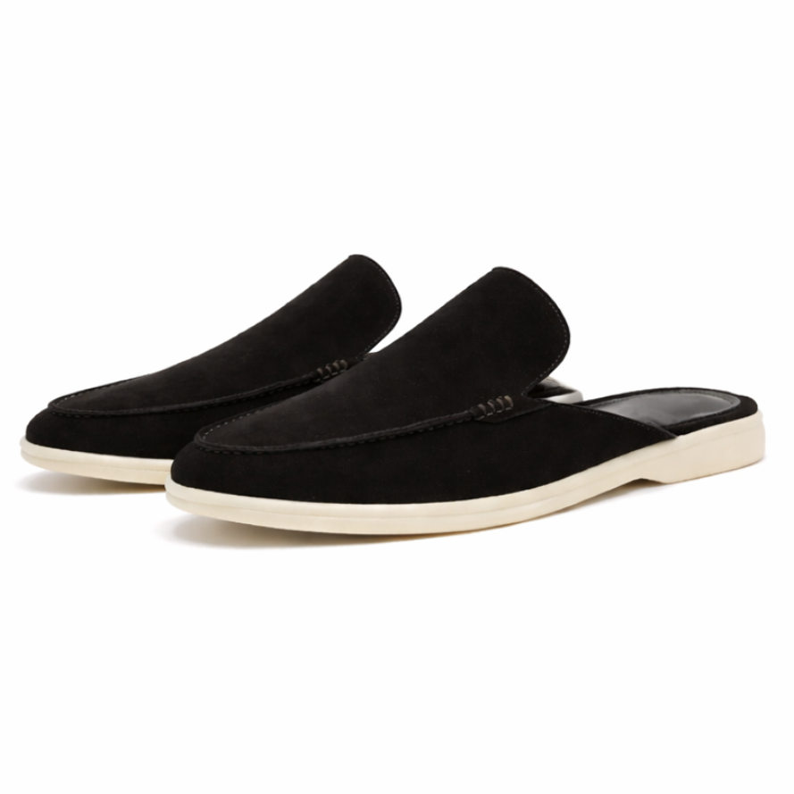 Moc toe slip-on loafers with stitched trim and low flat soles