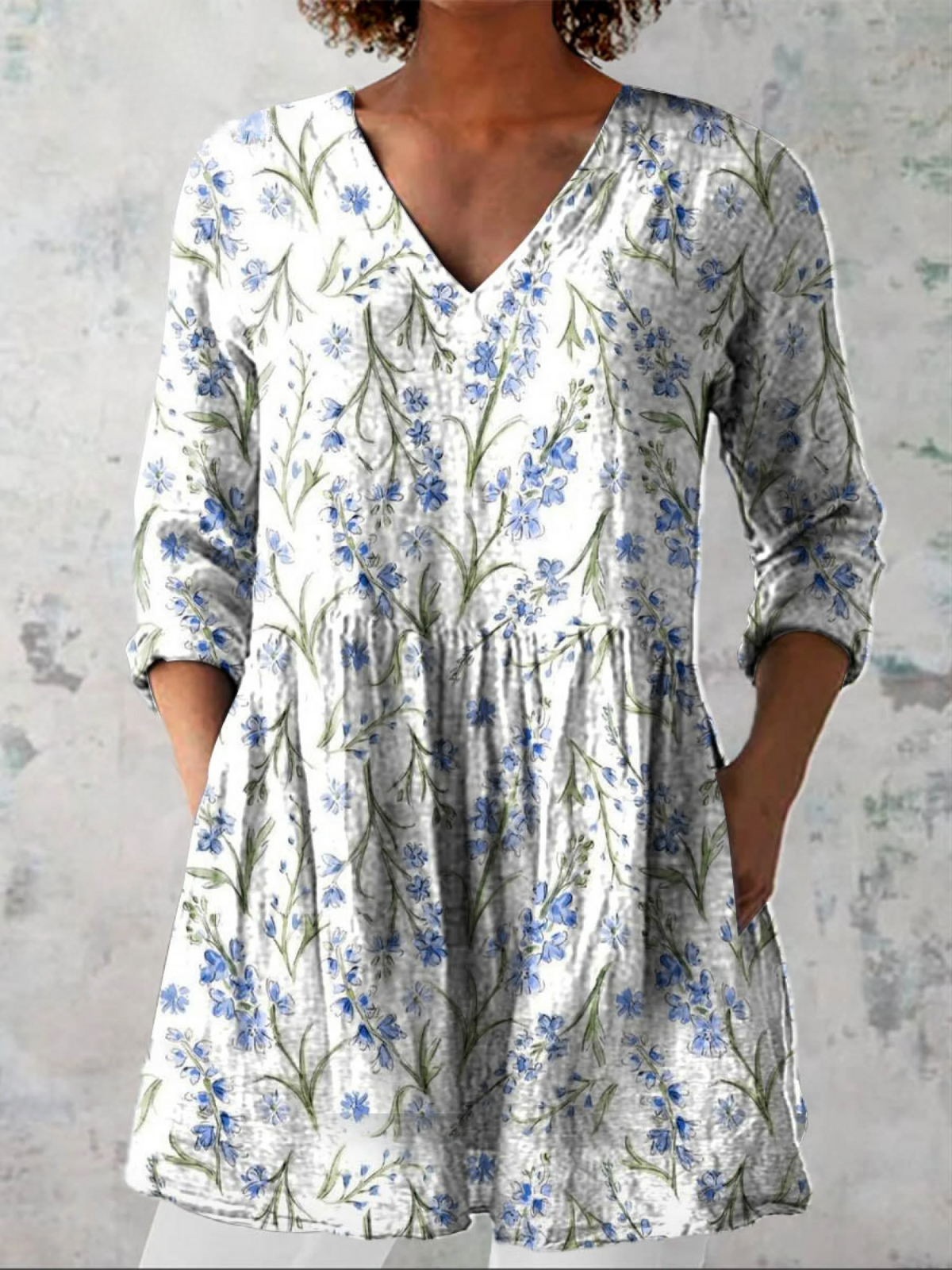 Aurora - Long Flowy V-Neck Blouse
