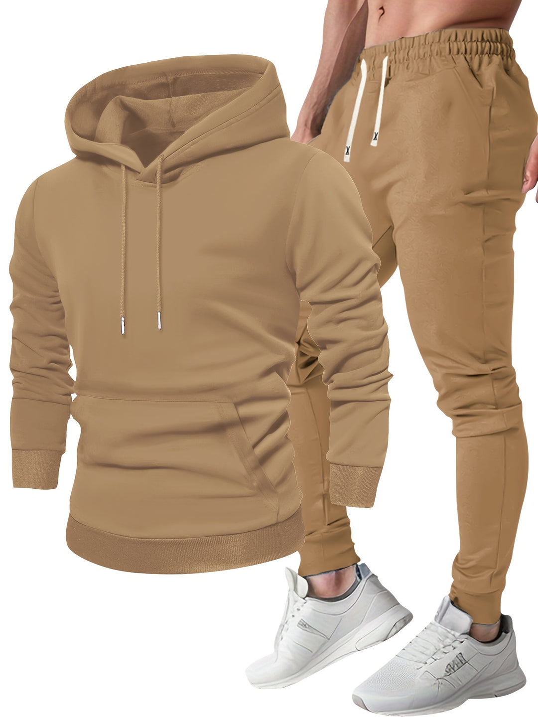 Men's hooded sweatshirt and jogger trouser tracksuit set