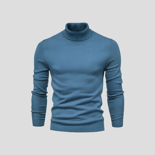 Men's slim-fit ribbed turtleneck sweater with long sleeves