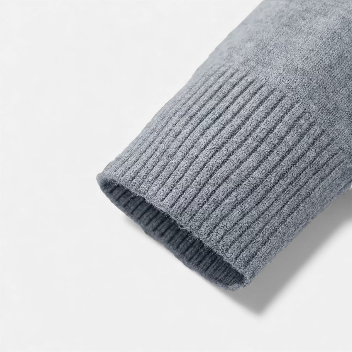 Men's solid V-neck knit sweater with long sleeves and ribbed trims