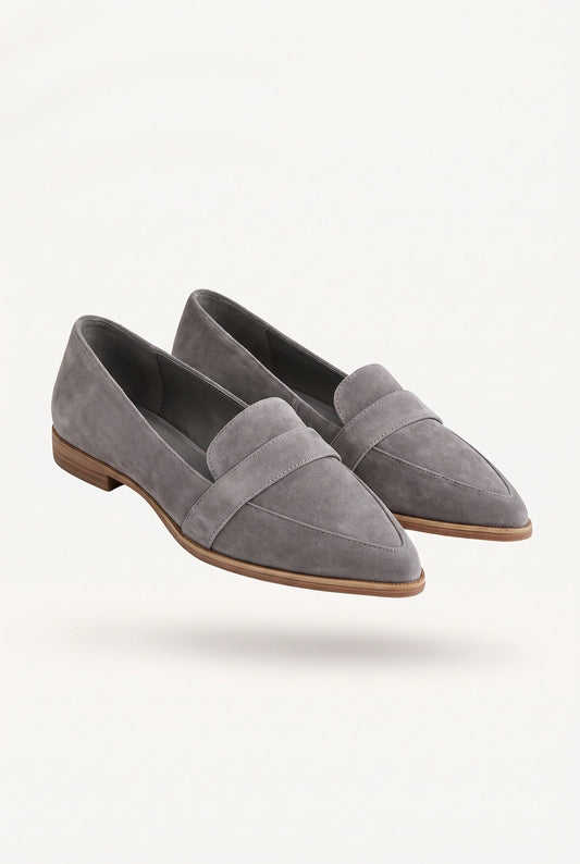 Women's slip-on penny strap loafers with pointed toes and low heels