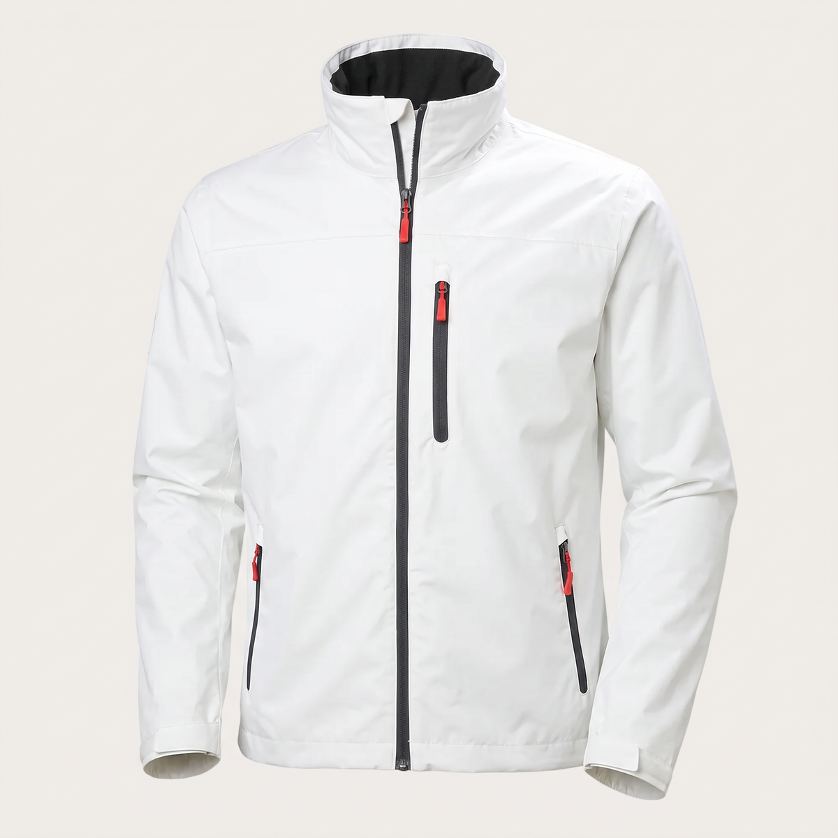 Men's full-zip utility jacket with stand collar and zip pockets