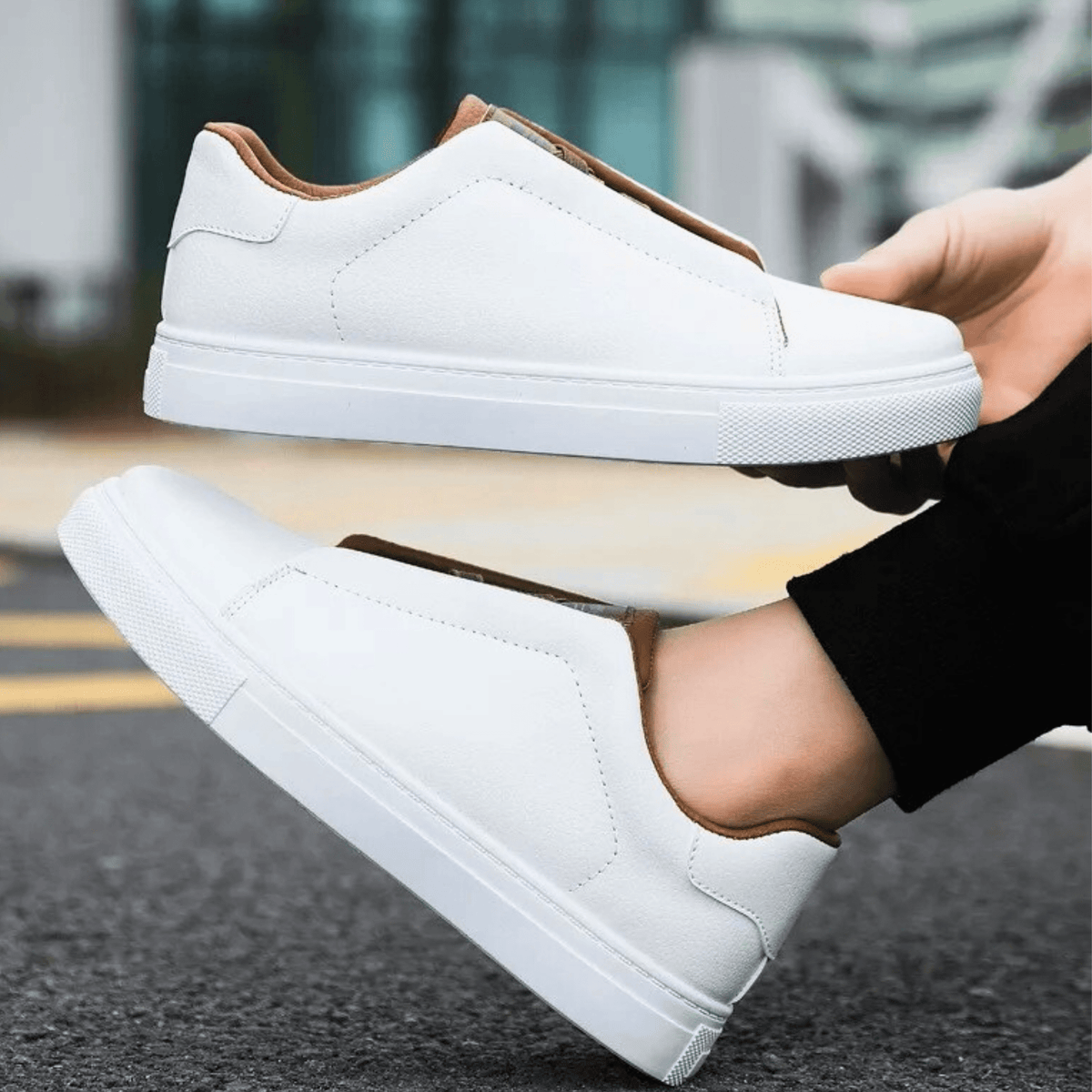 Low-top lace-up sneaker with panelled upper and contrast rubber sole