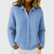 Women's collared button front knit cardigan with long sleeves
