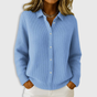 Women's collared button front knit cardigan with long sleeves