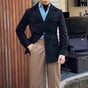 Men's multi-pocket hunting jacket with lapel collar and button front