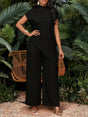Women's Mock Neck Top, Wide Leg Trousers Two Piece Set, Red