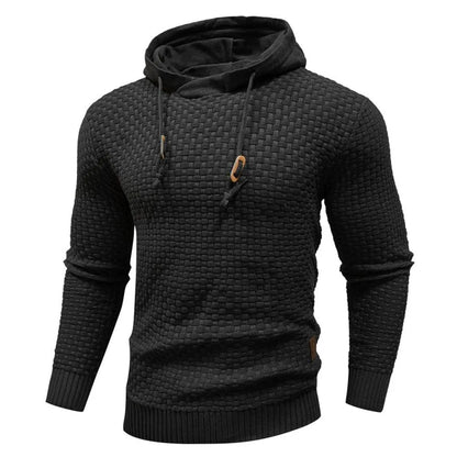 Men's textured hoodie with drawstring hood, long sleeves and ribbed trims