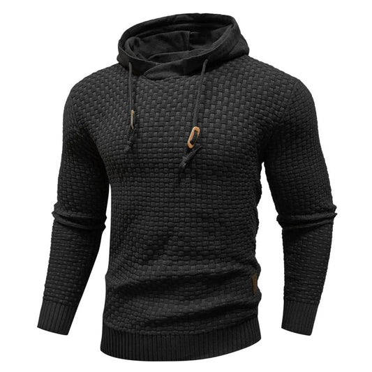 Men's textured hoodie with drawstring hood, long sleeves and ribbed trims