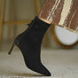 Women's pointed-toe ankle boots with high stiletto heels and side zippers
