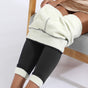 Women's full-length fleece leggings with high-rise waistband and contrasting lining