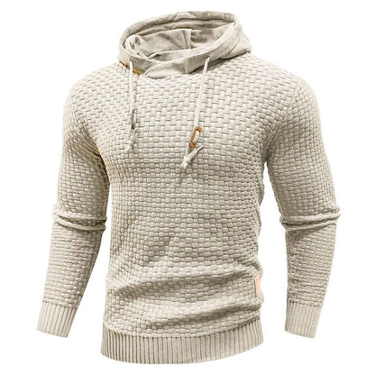 Men's textured hoodie with drawstring hood, long sleeves and ribbed trims