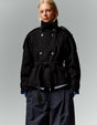 Women's funnel-neck belted trench jacket with double-breasted buttons
