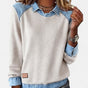 Women's long-sleeve sweatshirt with contrast collared patchwork panels