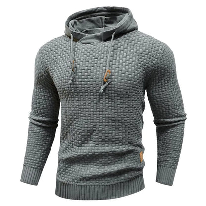 Men's textured hoodie with drawstring hood, long sleeves and ribbed trims