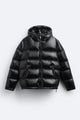 Hooded quilted puffer jacket with zipper and side pockets