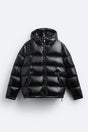 Hooded quilted puffer jacket with zipper and side pockets