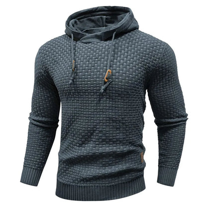 Men's textured hoodie with drawstring hood, long sleeves and ribbed trims