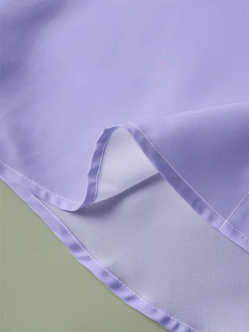 Men's long-sleeve grandad collar shirt with contrast trim and chest pocket