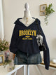 Women's Brooklyn graphic hoodie with hood and partial zipper