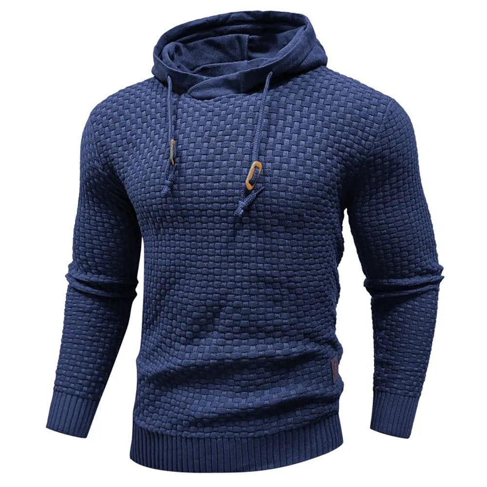 Men's textured hoodie with drawstring hood, long sleeves and ribbed trims