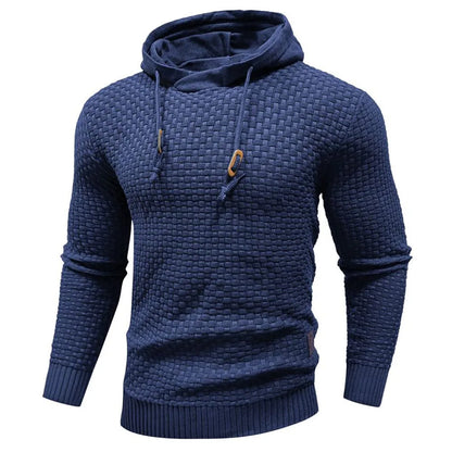 Men's textured hoodie with drawstring hood, long sleeves and ribbed trims