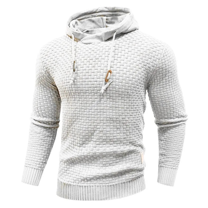 Men's textured hoodie with drawstring hood, long sleeves and ribbed trims
