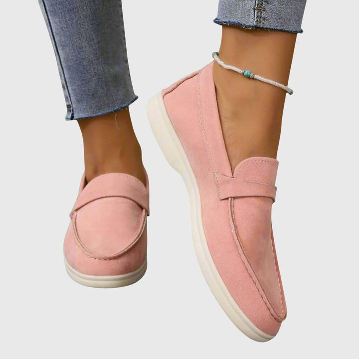 Women's casual slip-on loafers with moc toes and flat soles